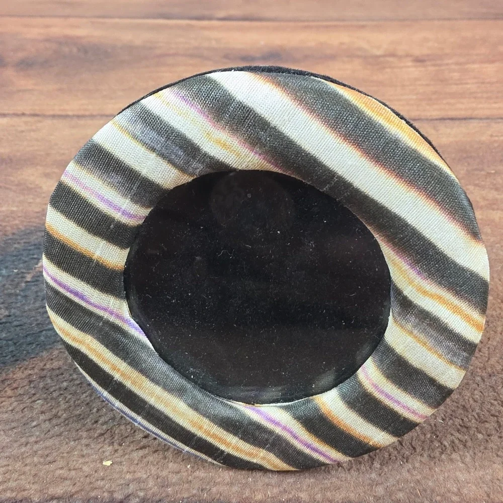 Mackenzie Childs Round Picture Frame Home Decor 4in Good Striped Silk Wrap